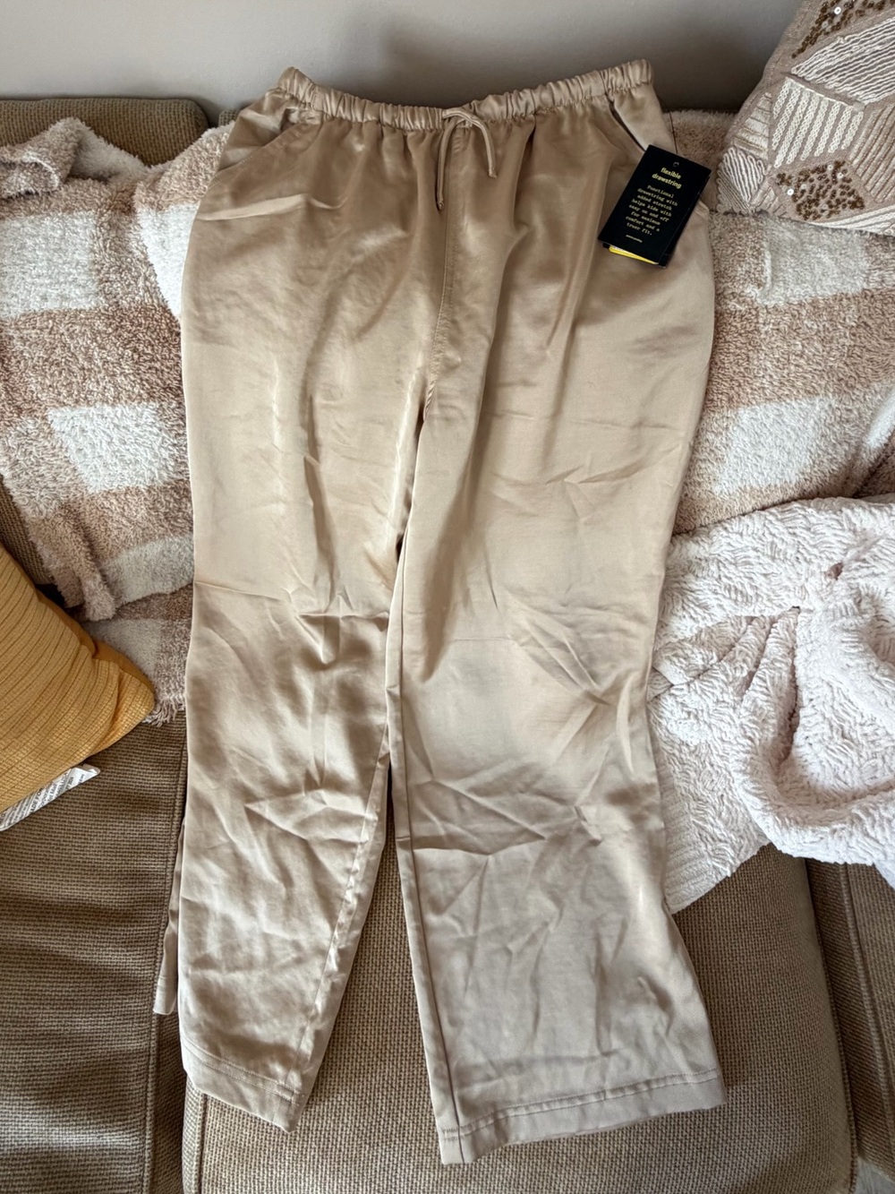 The Classic Beige Wide-Leg Drawstring Pants Kids XL or women’s XS